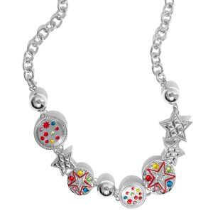 Starry Shopaholic Necklace with Matching Earrings - Red.
